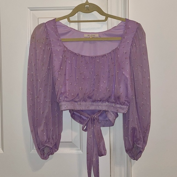 Floral Crop Blouse - Picture 3 of 3